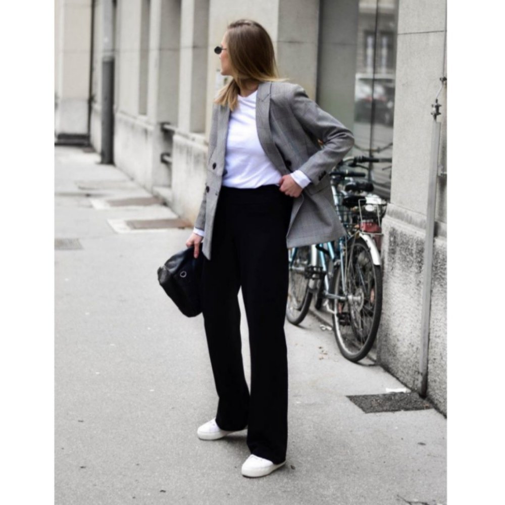 Judith & Charles Wool Trousers Straight Leg Long Full Length Mid-High Rise Pants